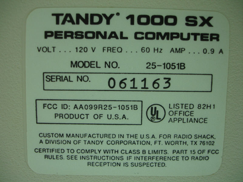 tandy model 1000sx